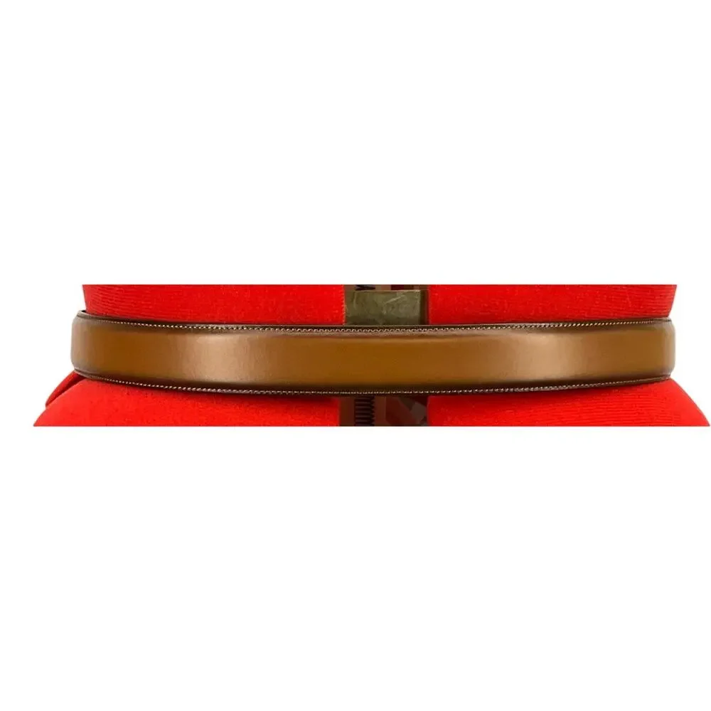 Roundtree & Yorke Brown Leather Belt Brushed Nickel Buckle Men 33.5”-37.5”